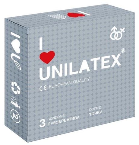 Презервативы с точками Unilatex Dotted - 3 шт. - Unilatex Unilatex Dotted №3
