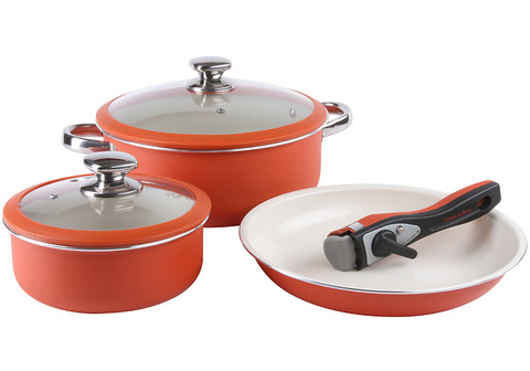 Набор посуды с керам. покр. и съёмн. ручкой Terracotta Conveniente Set