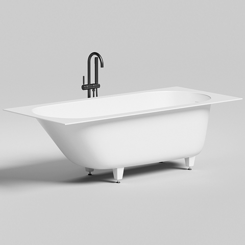 102412M Salini ORNELLA KIT Встраиваемая ванна 1800х800х600мм, овальная чаша, донный клапан, сифон,  щелевой слив-перелив, мат-л: S-Sense, матовый, белый