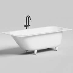 102412M Salini ORNELLA KIT Встраиваемая ванна 1800х800х600мм, овальная чаша, донный клапан, сифон,  щелевой слив-перелив, мат-л: S-Sense, матовый, белый фото