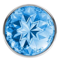 Большая серебристая анальная пробка Diamond Light blue Sparkle Large с голубым кристаллом - 7 см.