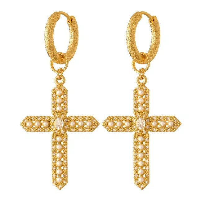 

Серьги Серьги Cross Pearl Earrings - White