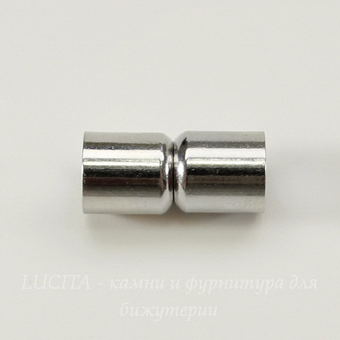 Замок для шнура 8 мм магнитный из 2х частей, 20х9 мм (цвет - платина)