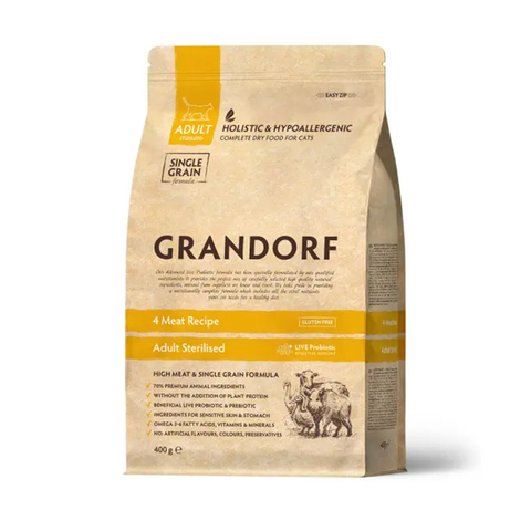 Сухой корм Grandorf Сat 4 Meat PROBIOTIC STERILISED для стерилизованных кошек с пробиотиком 400г