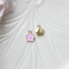 Подвеска Цветок с эмалью 11*9 мм, розовая, позолота, П1046