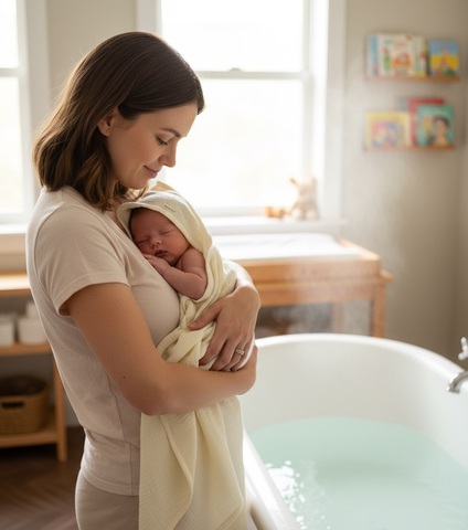 Полотенце-уголок муслиновый "Крем"