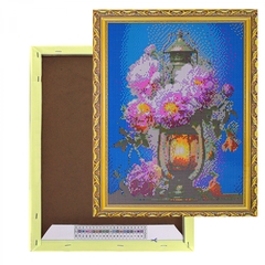 
          Алмазная мозаика Alingar, на подрамнике, с полным заполнением, (глянц), 40х50 см, 26 цветов, "Лампа и цветы"