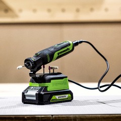 Гравер Greenworks G24RT 24V с базой и оснасткой (52 шт) аккумуляторный, без АКБ и ЗУ