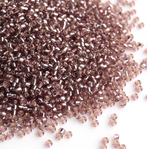RR-0012 Бисер круглый Миюки 11/0 Дымчатый аметист с серебристой линией внутри /Miyuki round 11/0 Smoky Amy Silver Lined