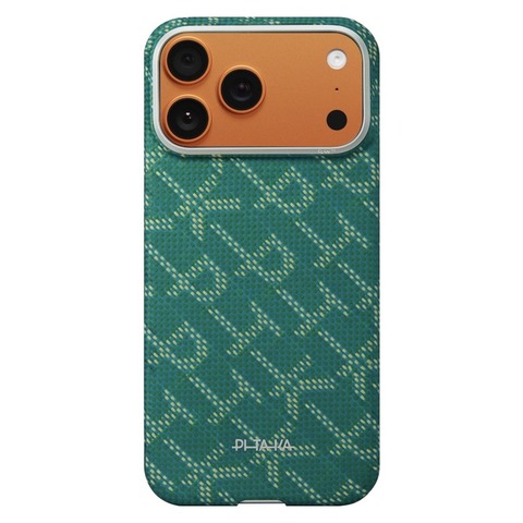 Чехол Pitaka Edge Case для iPhone 17 Pro Max, Зеленый монограм | Monogram Gold/Green