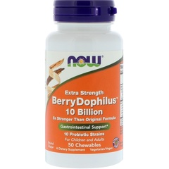 Now Foods, Экстра сила, Berry Dophilus, 50 жевательных таблеток