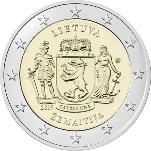2 евро. Литовский регион - Жемайтия. Литва. 2019 год