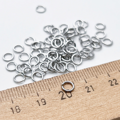 Колечки соединительные, цвет серебро (родий), размер 5*0,8 мм, цена за 2 грамма