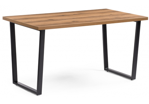 Стол деревянный Woodville Лота Лофт 140х80 дуб крафт табачный, черный матовый, ножки черные