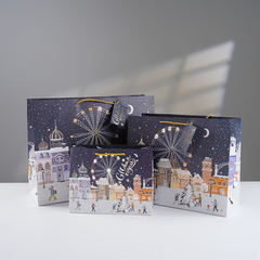 Пакет подарочный ХL горизонтальный, С Новым Годом! (зимняя площадь), Металлик, 50*70*20 см (Д*В*Ш), 1 шт.