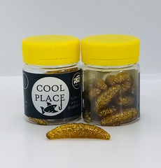 Форелевая силиконовая приманка COOL PLACE MAGGOT 1.6  цвет ЗОЛОТОЙ С БЛЁСТКАМИ СЫР