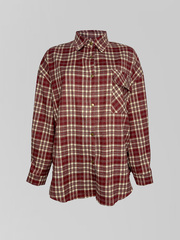 Рубашка Lan Lan 8999 удлиненная в клетку с карманом на груди