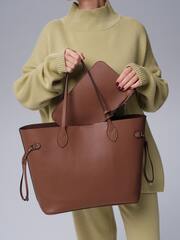 Сумка кожаная шоппер Deboro 30890 темный орех