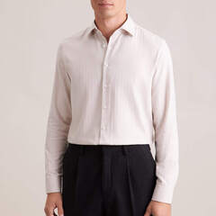Сорочка мужская Seidensticker Slim Fit 01.845463-06 бежевая из тонкой фланели