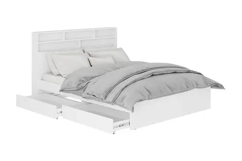 Кровать Симпл 1.4 м с надстройкой белая