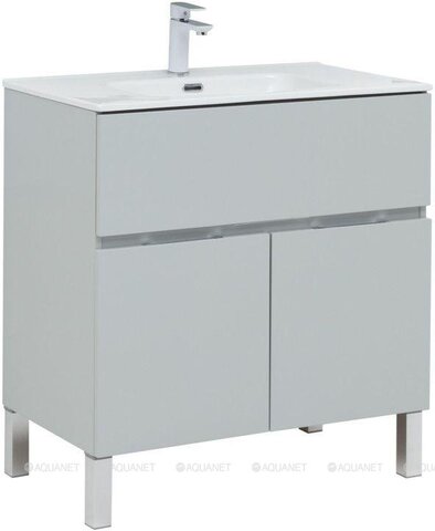 Aquanet 274121 Тумба с раковиной Алвита new 80 напольная 1 ящ., 2 дв. цв.серый (274121)