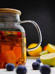 Стеклянный заварочный чайник с бамбуковой крышкой, 650 мл