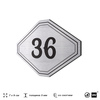 Номерок на дверь квартиры 36, для кабинета, офиса, шильдик 9 х 7 см, серебристый, Айдентика Технолоджи