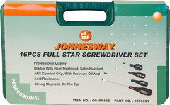 Jonnesway D04PP16S Набор отверток стержневых FULL STAR, 16 предметов 47914