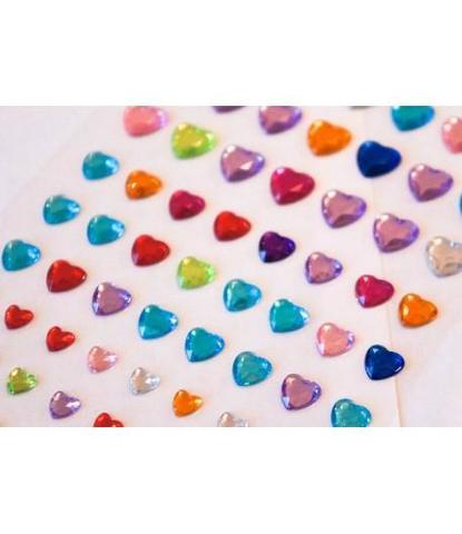 Стразы самоклеющиеся сердечки разного размера 101 шт разноцветные