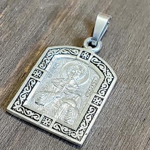 Нательная именная икона святой Валерий медальон кулон с молитвой
