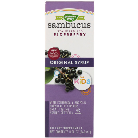 Nature's Way, Sambucus для детей, стандартизированный экстракт бузины, оригинальный сироп, 240 мл (8 жидких унций)