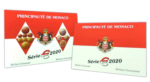 Монако 2020 официальный набор монет евро ( 8 монет, от 1 цент до 2 евро)
