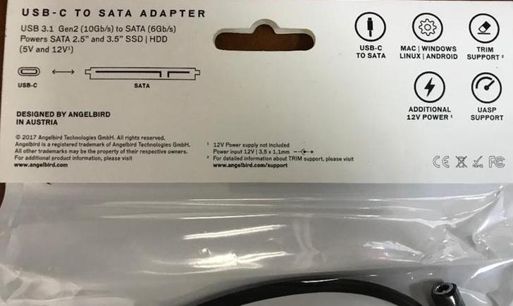 Angelbird USB Type-C to SATA Adapter - SATA to USB SATA Cable