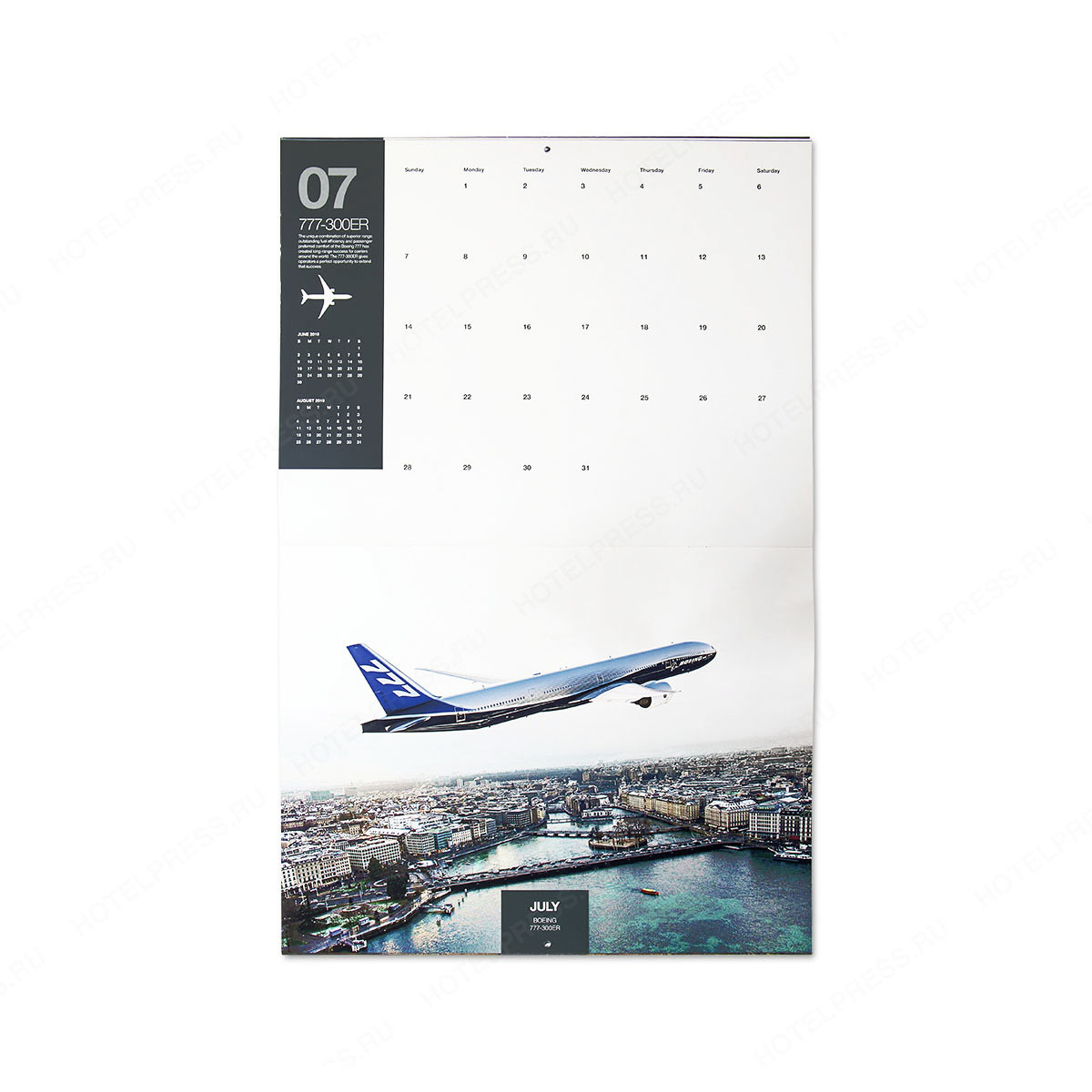 Перекидной настенный календарь на скрепке и люверсом для Boeing