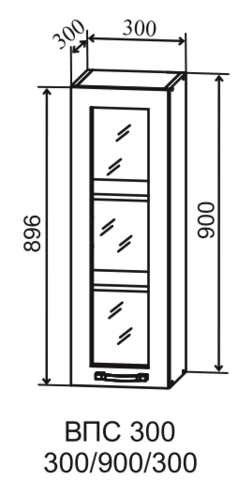 Кухня Тито шкаф верхний стекло высокий 300
