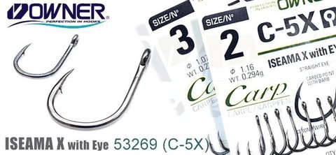 С-5X 53269  № 3 Крючки OWNER Iseama X With Eye/ продажа от 5 уп.