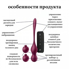 Тренажер Кегеля Satisfyer Love Birds Vary (Connect App) бордовый