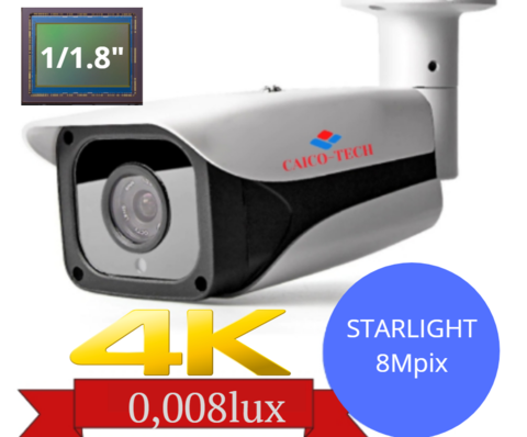 Уличная светочувствительная камера наблюдения STARLIGHT CAICO DDS 1080A с ИК Utra HD 4K
