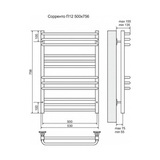 Полотенцесушитель электрический Terminus Сорренто П12 500x756, ТЭН HT-1 300W, левый/правый