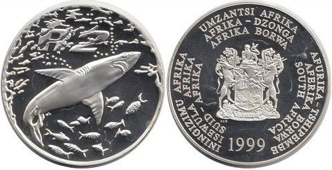 2 рэнд  Большая белая акула. ЮАР. 1999 год.