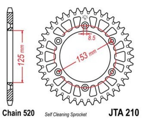 Звезда ведомая алюминиевая/стальная JTX210 47GR