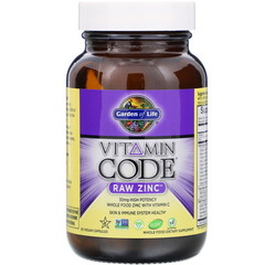 Garden of Life, Vitamin Code, цинк RAW, 60 веганских капсул