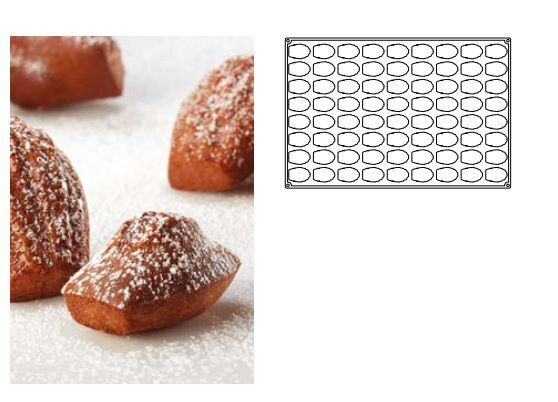 Форма силик. д/зам. и вып. PAVOFLEX  Mini Madeleine  52 x 33 x h 15 mm, 15мл, 72ячейки PX305