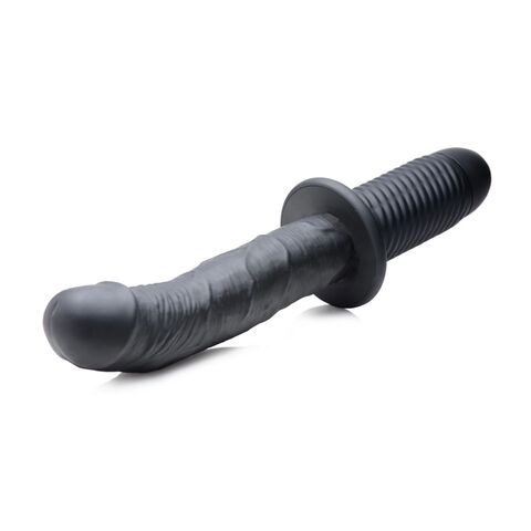 Черный вибратор The Large Realistic 10X Silicone Vibrator with Handle