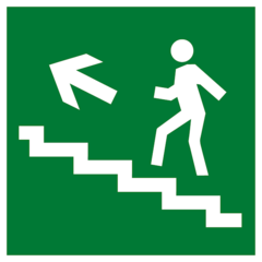 Е16 Эвакуационный знак - Направление к эвакуационному выходу по лестнице вверх налево