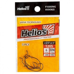 Купить рыболовный крючок офсетный Helios №6 цвет BN (5 шт) HS-1205-6