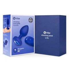 Синяя вибропробка Vibrating Jewel Plug L/XL - 11 см. - 