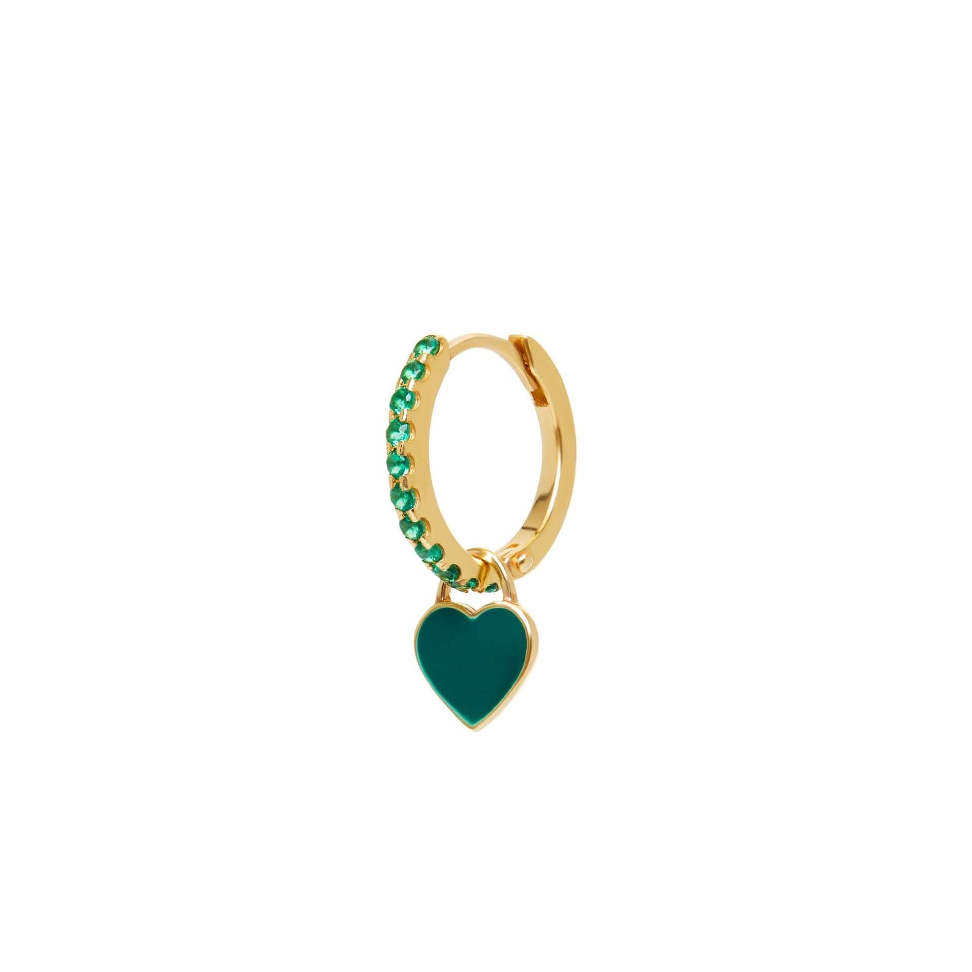 моносерьга viva la vika gold enamel heart pink 1 шт VIVA LA VIKA Моносерьга Gold Enamel Heart Earring – Emerald