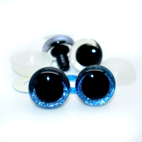 Глазки для мягкой игрушки с блестками (25 пар цвет голубой)