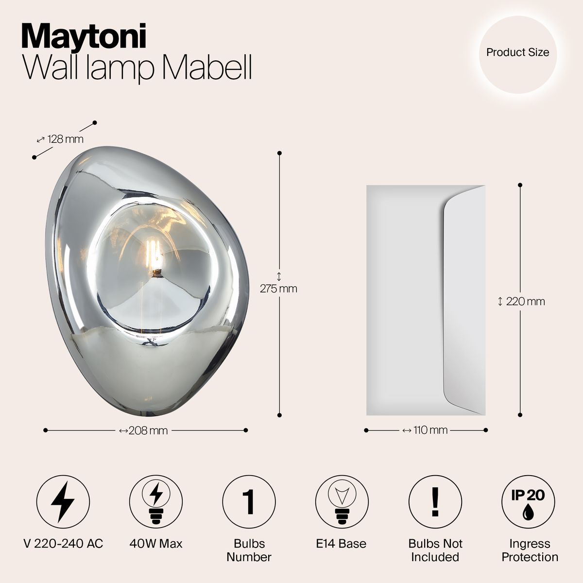 Настенный светильник Maytoni Mabell MOD306WL-01CH